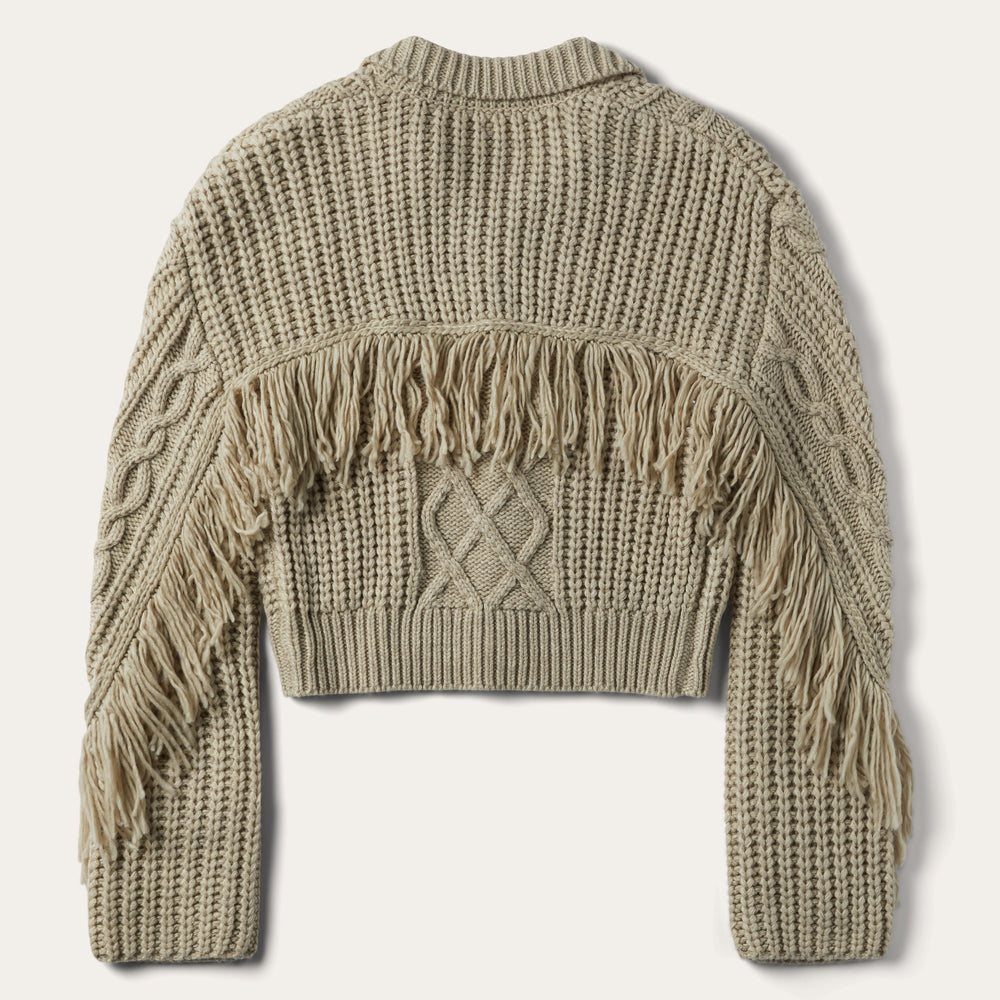 Cream Fringed Cardigan Tan | Stetson