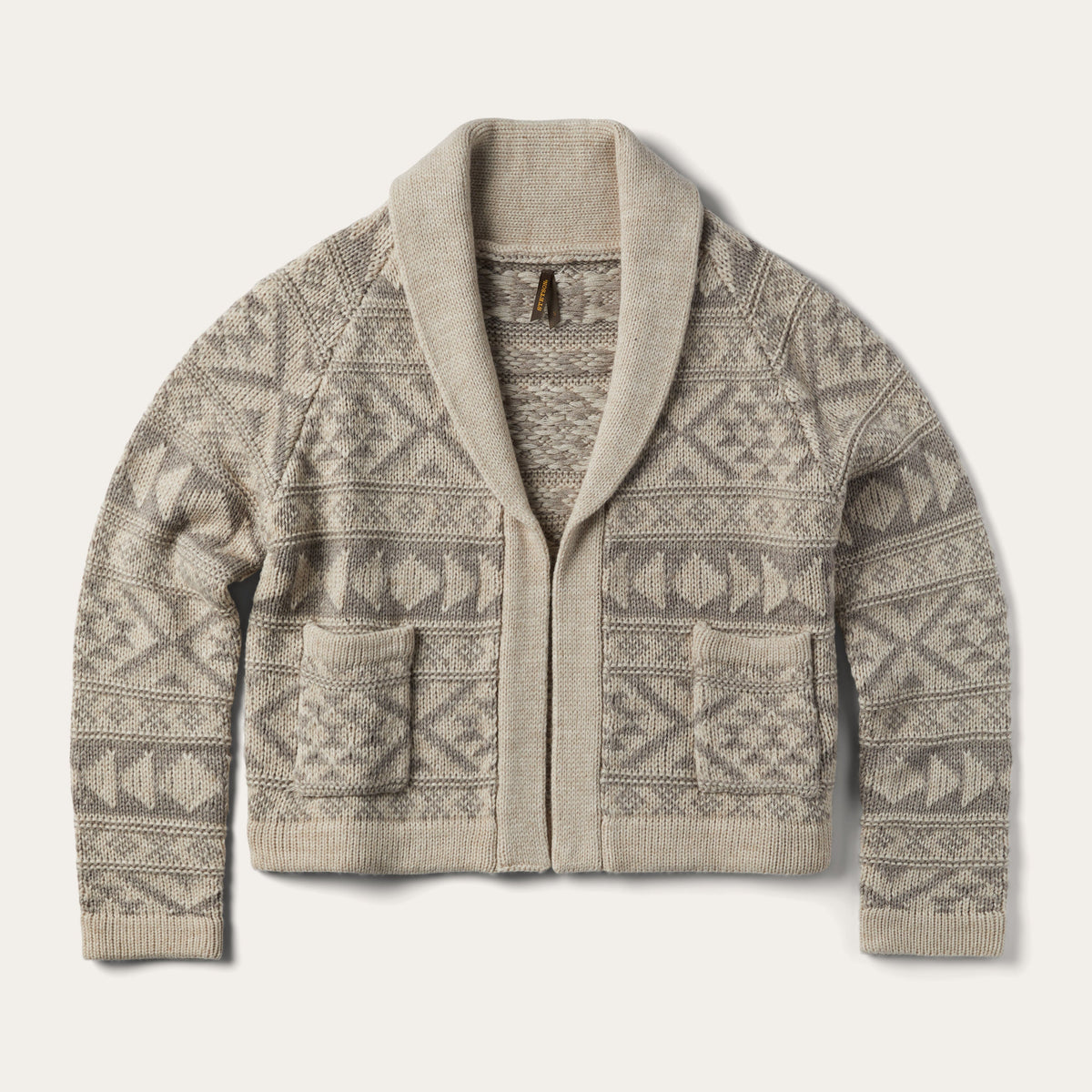 Cropped Shawl Collar Cardigan Brown | Stetson