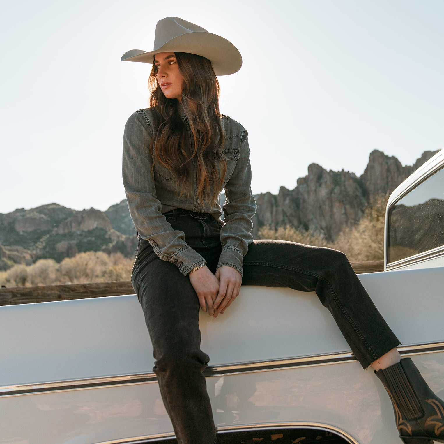 Boyfriend Fit Denim Shirt Washed Black | Stetson