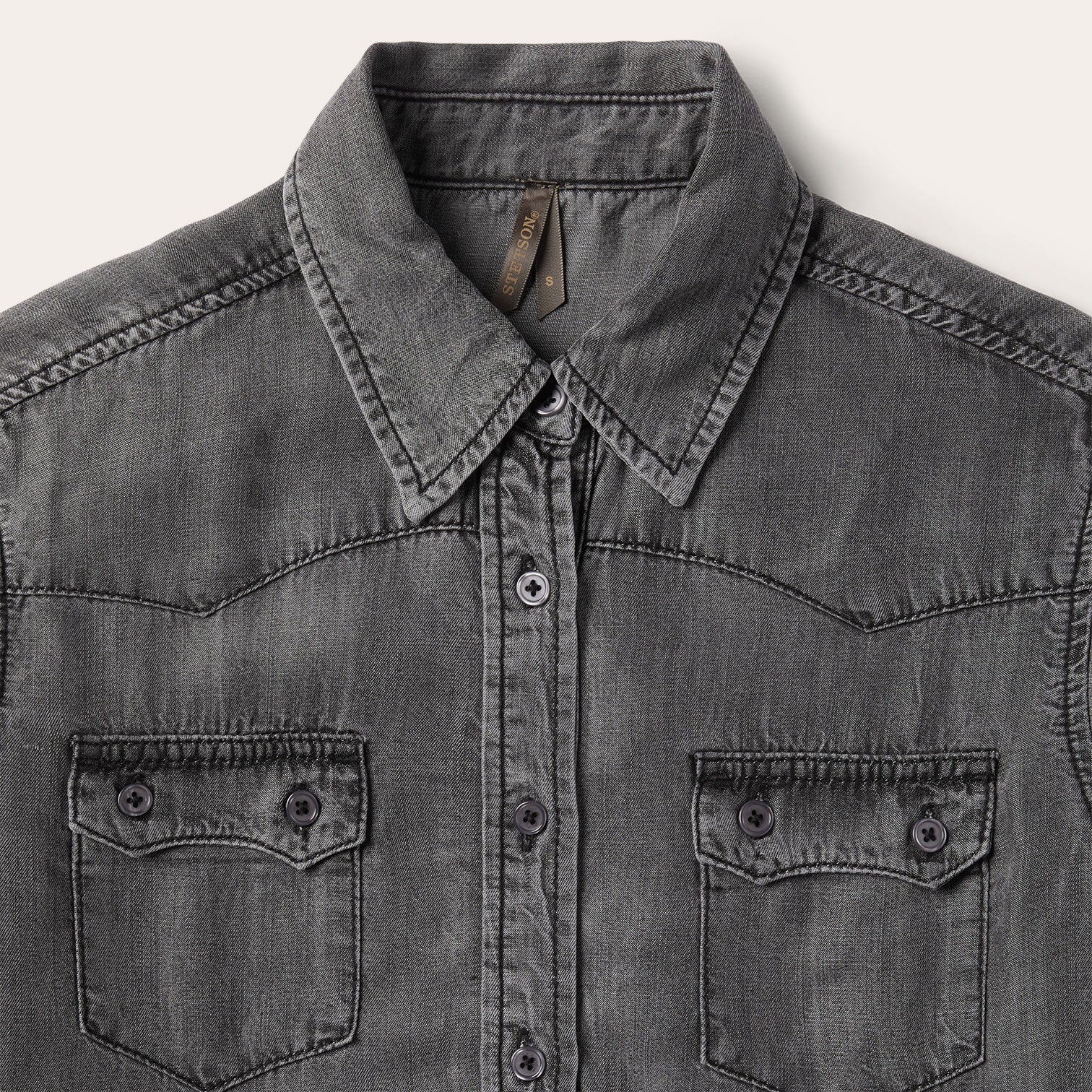 Boyfriend Fit Denim Shirt Washed Black | Stetson
