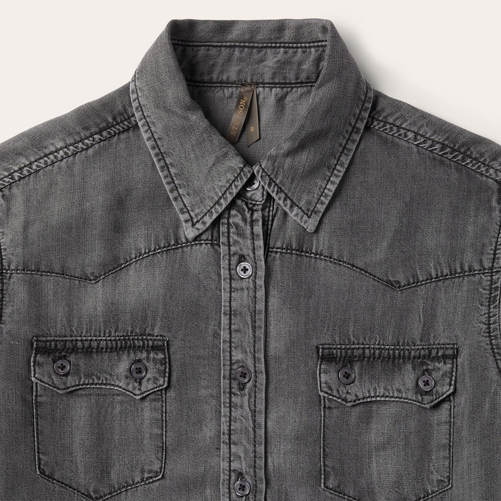 Boyfriend Fit Denim Shirt Washed Black | Stetson