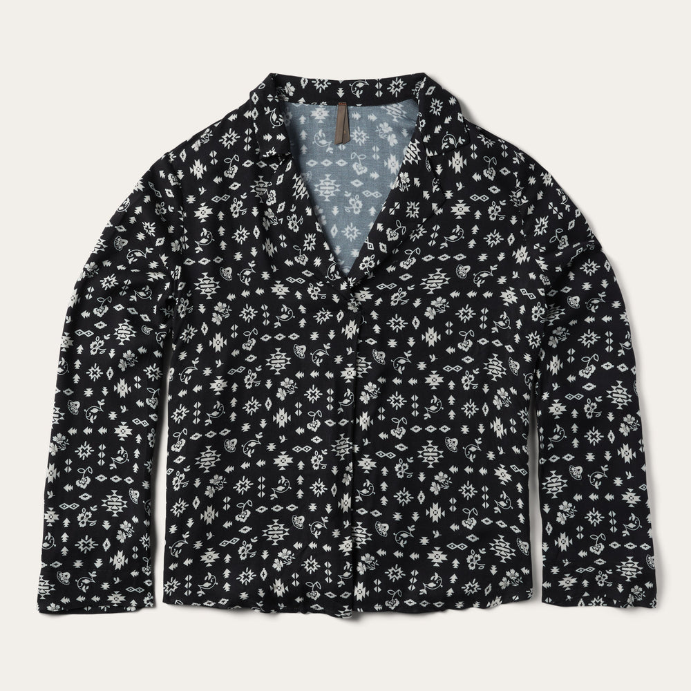 Southwestern Ditzy Print Blouse Black | Stetson