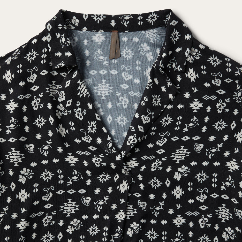 Southwestern Ditzy Print Blouse Black | Stetson