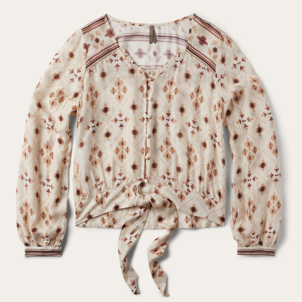 Gaucho Print Herringbone Blouse White | Stetson