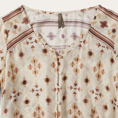 Gaucho Print Herringbone Blouse White | Stetson