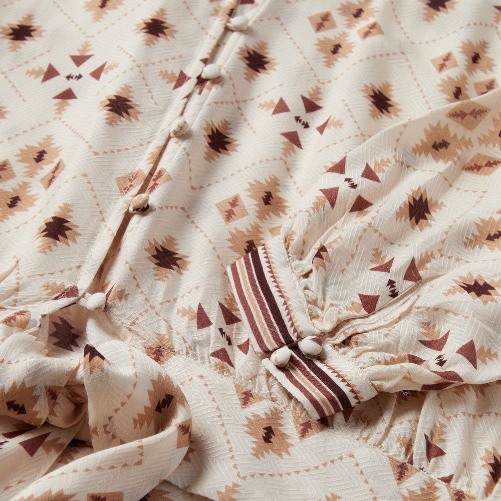 Gaucho Print Herringbone Blouse White | Stetson
