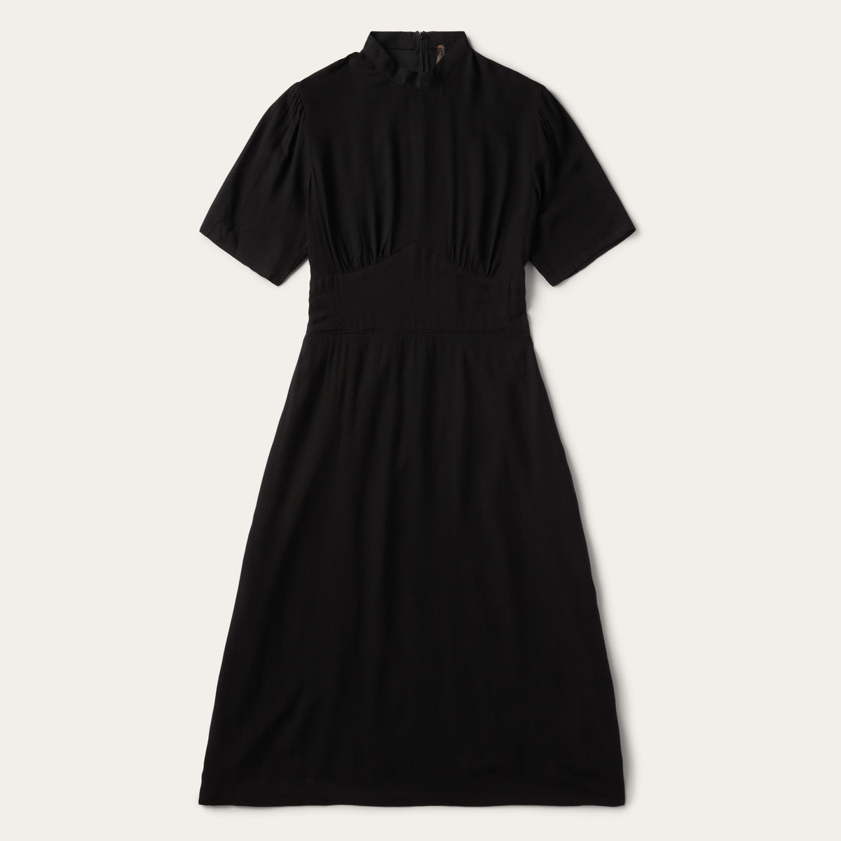 Black Herringbone Twill Midi Dress Black | Stetson