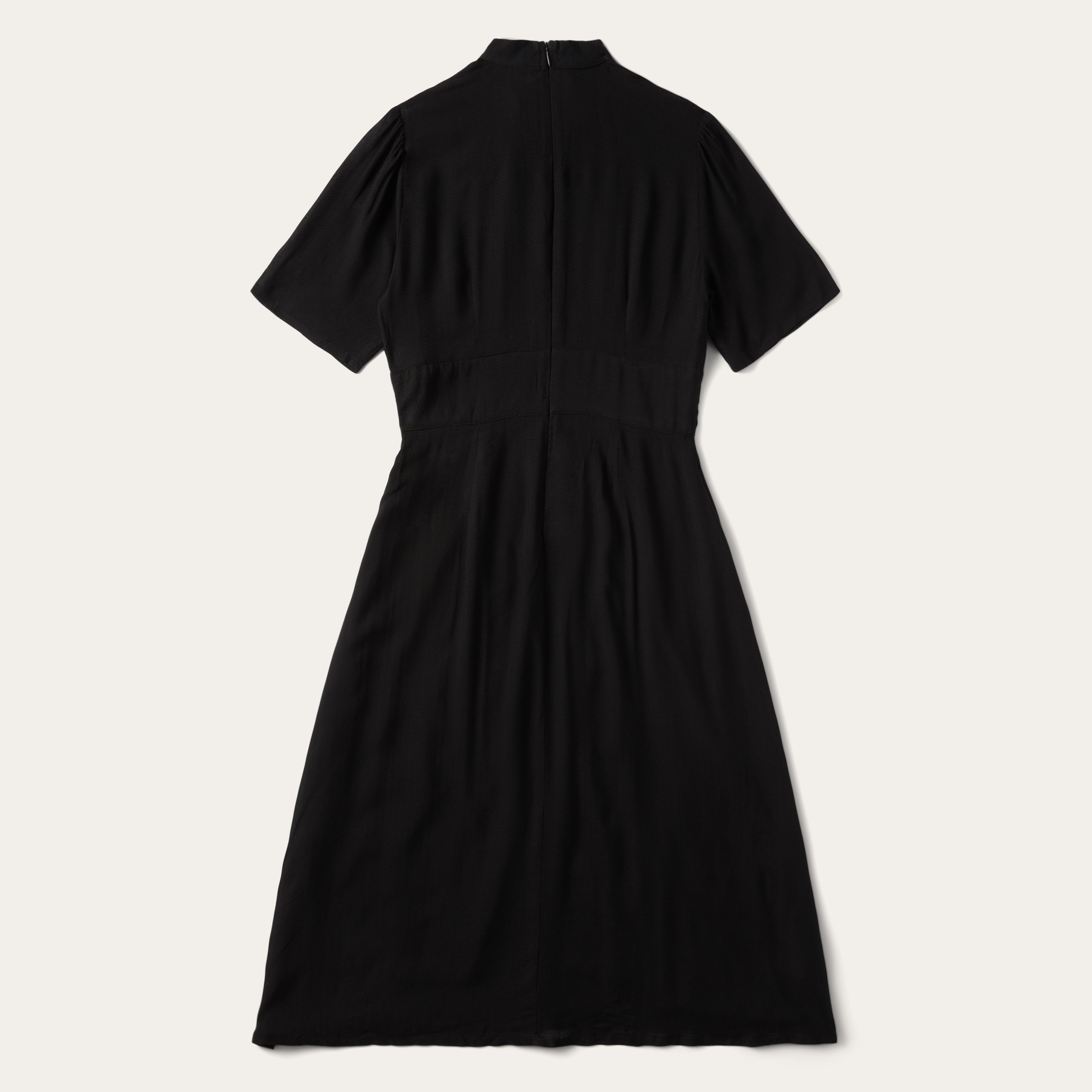 Black Herringbone Twill Midi Dress Black | Stetson