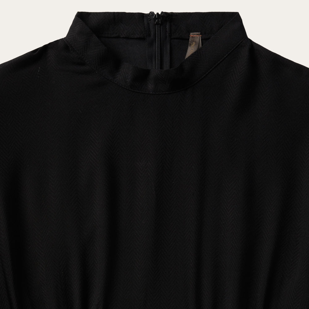 Black Herringbone Twill Midi Dress Black | Stetson