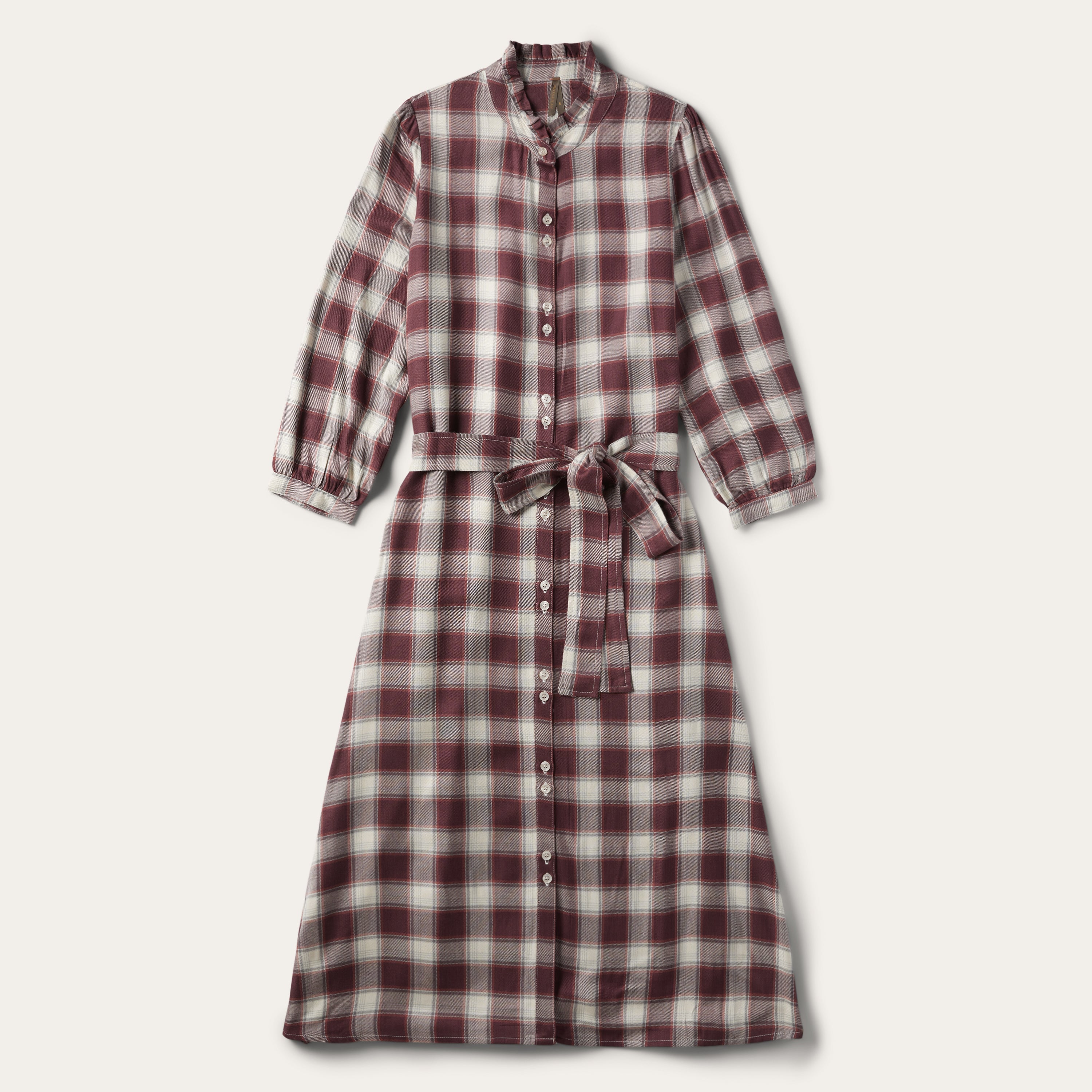 Gaucho Plaid Prairie Shirt Dress Wine | Stetson