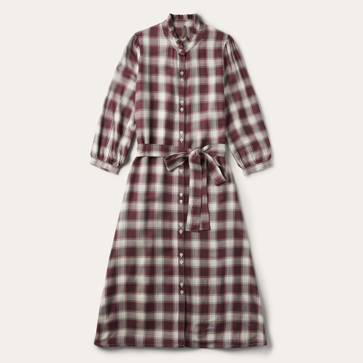 Gaucho Plaid Prairie Shirt Dress Wine | Stetson