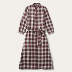 Gaucho Plaid Prairie Shirt Dress Wine | Stetson