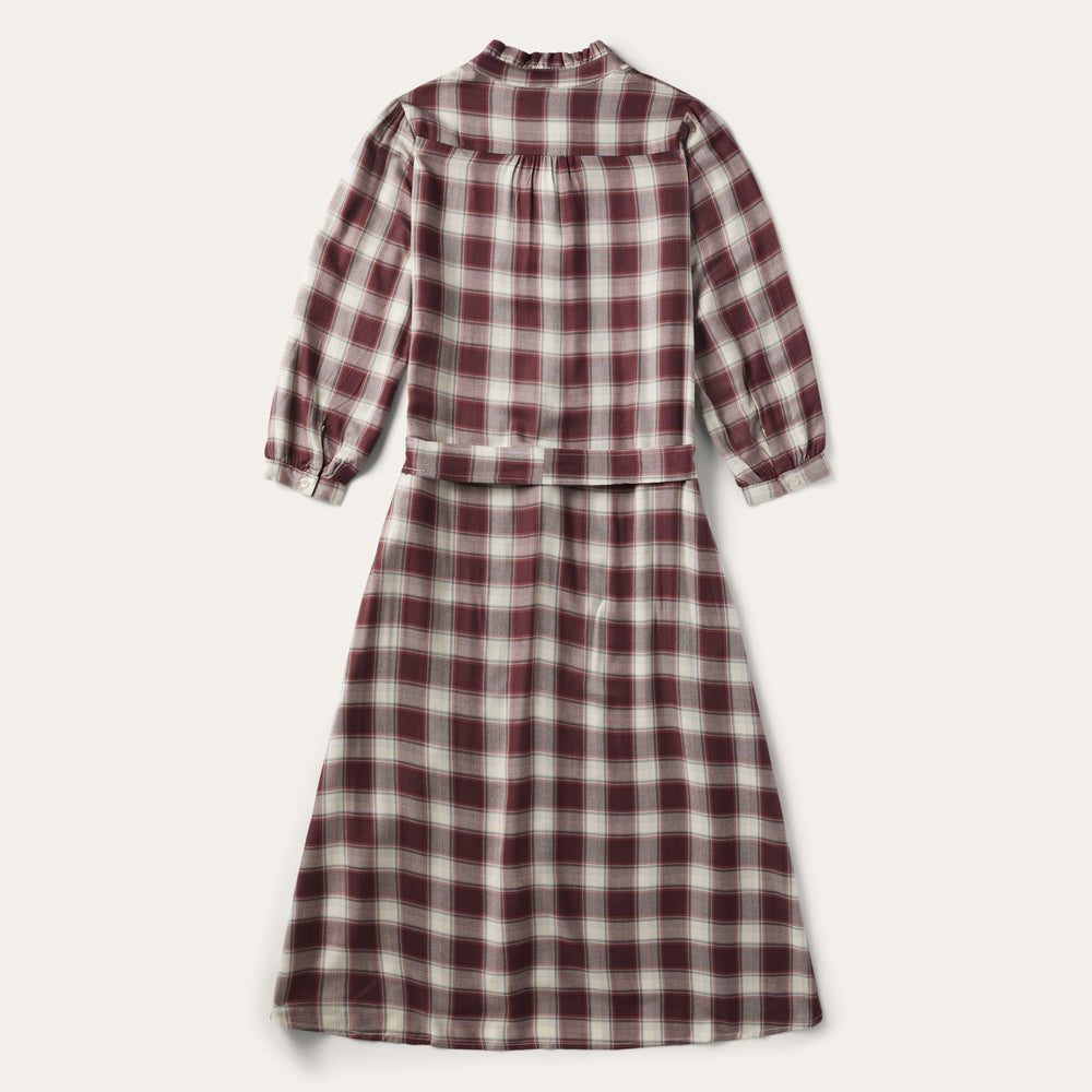 Gaucho Plaid Prairie Shirt Dress Wine | Stetson