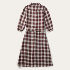 Gaucho Plaid Prairie Shirt Dress Wine | Stetson