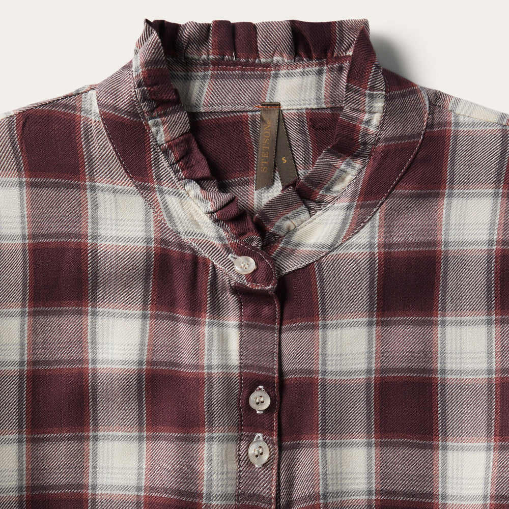 Gaucho Plaid Prairie Shirt Dress Wine | Stetson