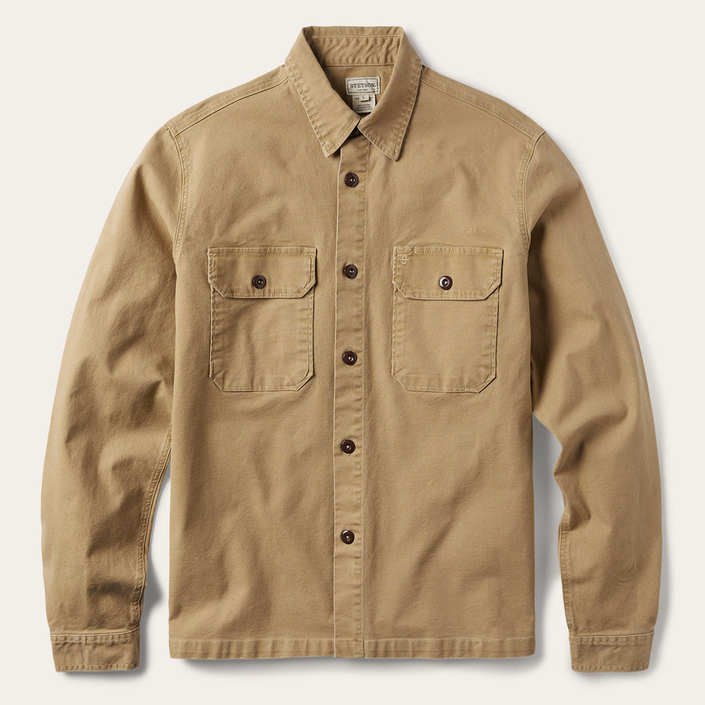 Camel Stretch Canvas Shirt Jacket Brown | Stetson