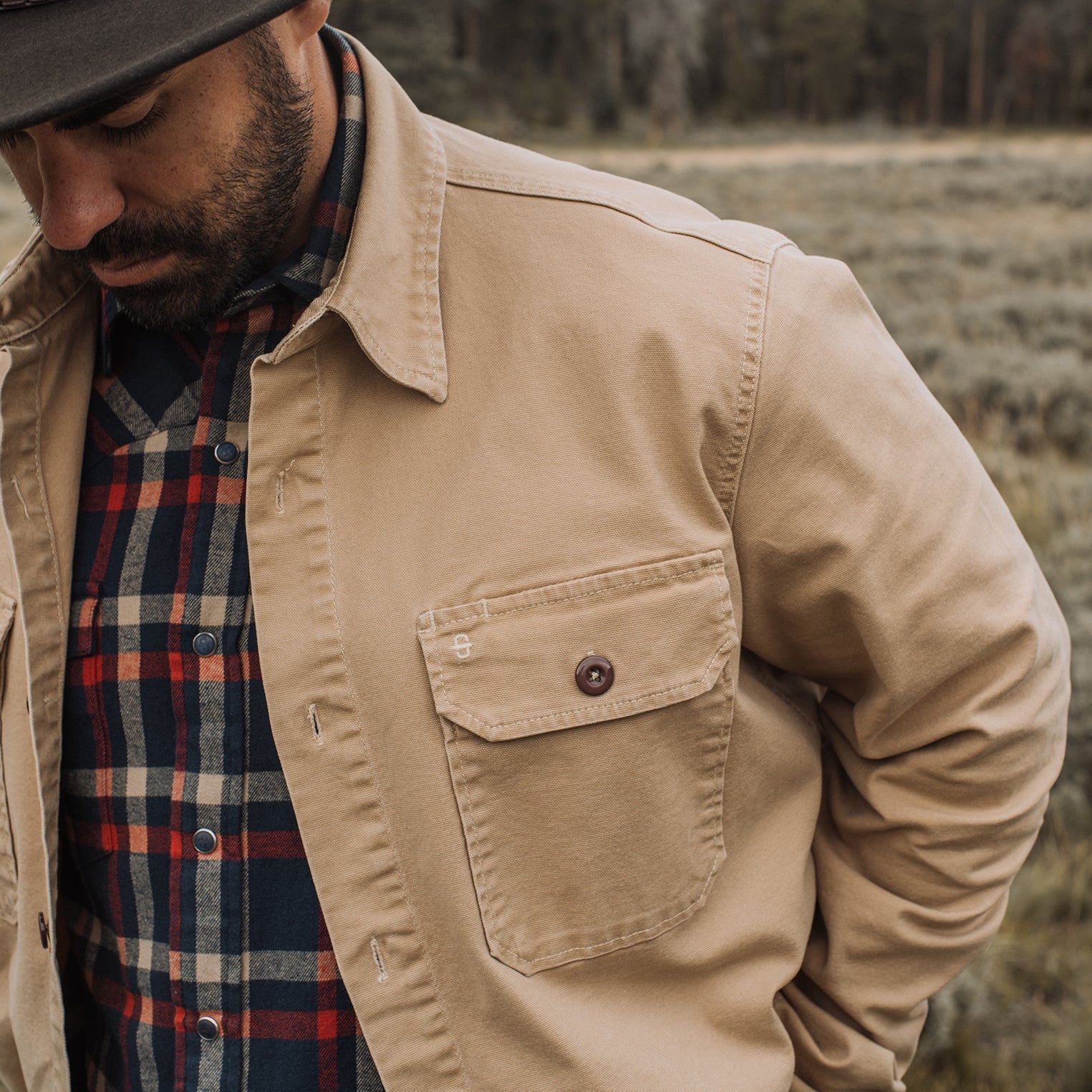 Camel Stretch Canvas Shirt Jacket Brown | Stetson