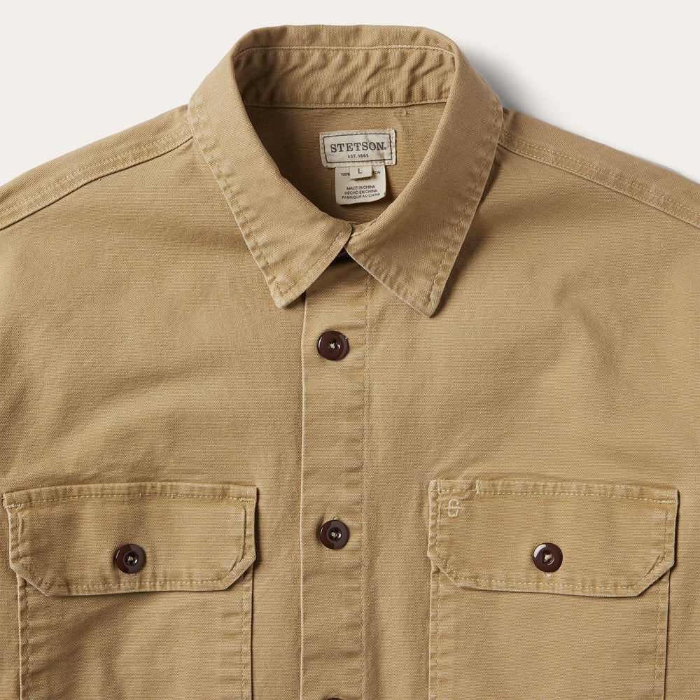 Camel Stretch Canvas Shirt Jacket Brown | Stetson