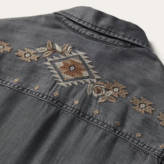 Embroidered Snap Front Shirt Dress Black | Stetson