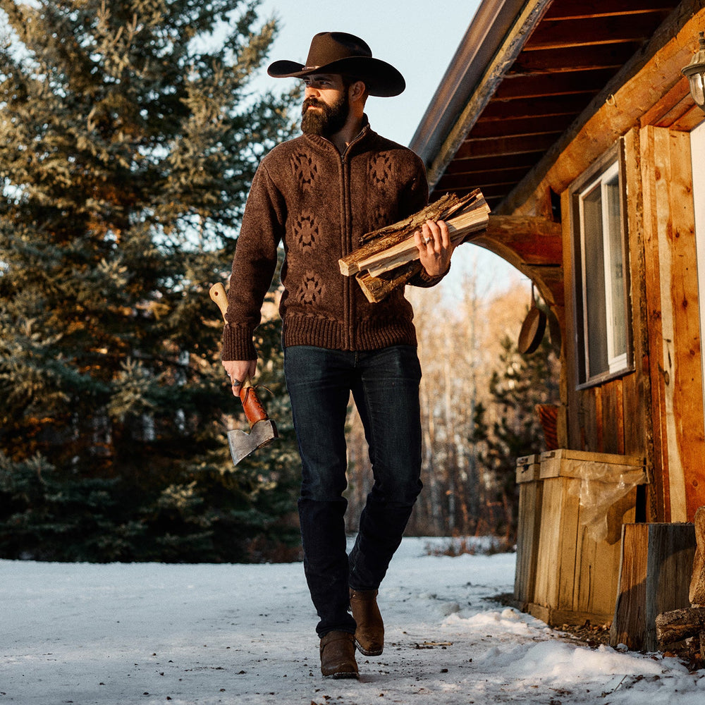 Vertical Aztec Cardigan Brown | Stetson