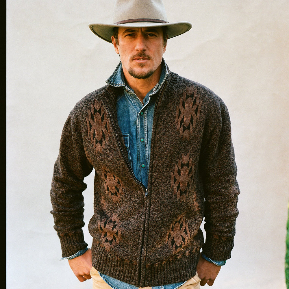 Vertical Aztec Cardigan Brown | Stetson