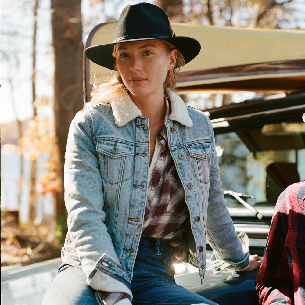 Denim Sherpa Lined Jacket Blue | Stetson