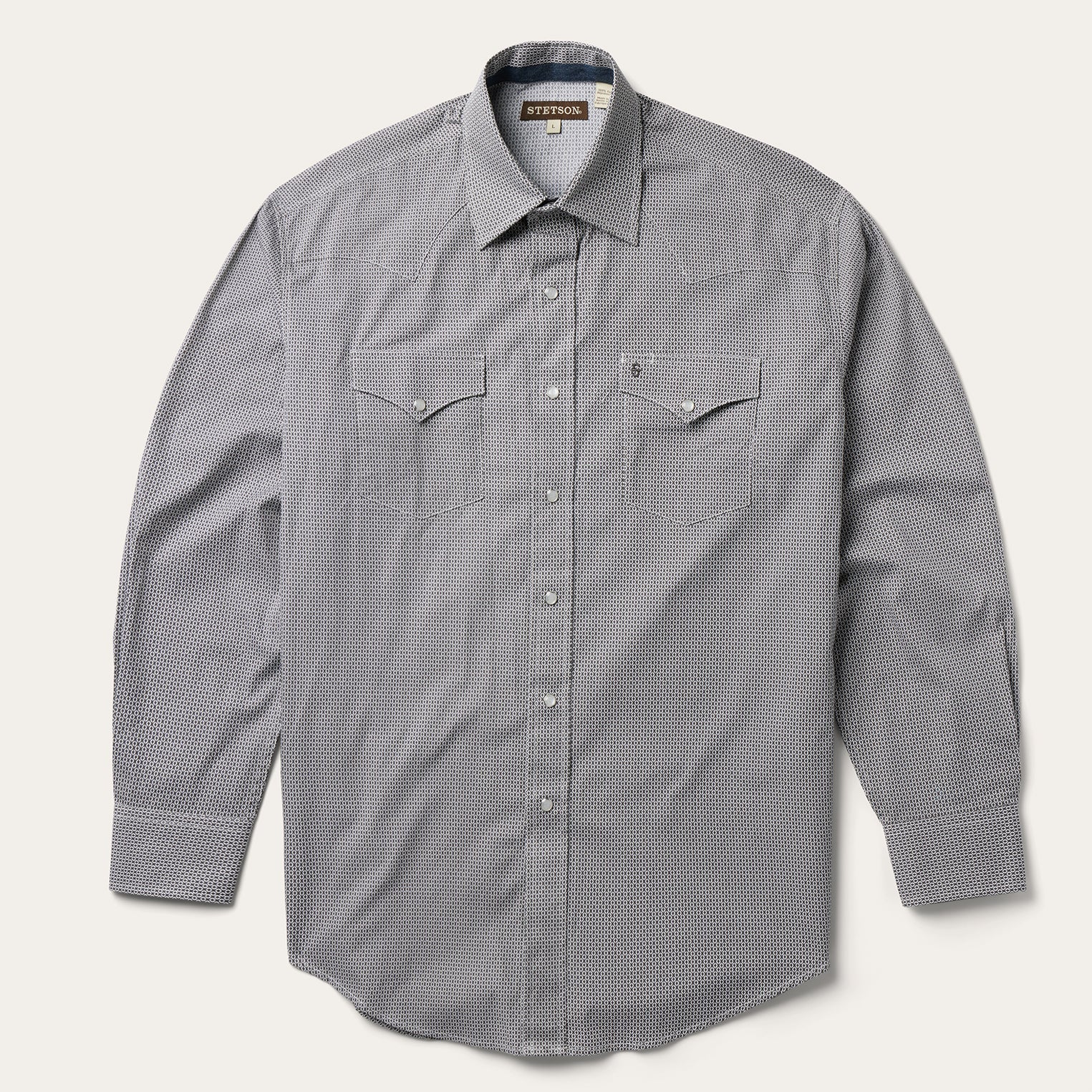 Grey Geo Print Western Shirt Grey | Stetson