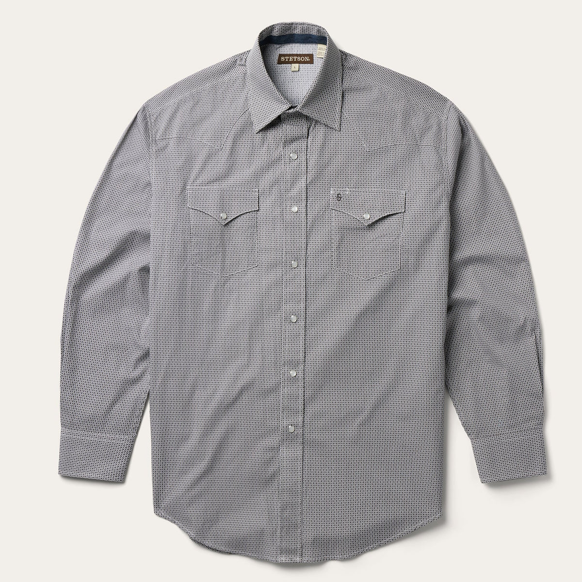 Grey Geo Print Western Shirt Grey | Stetson