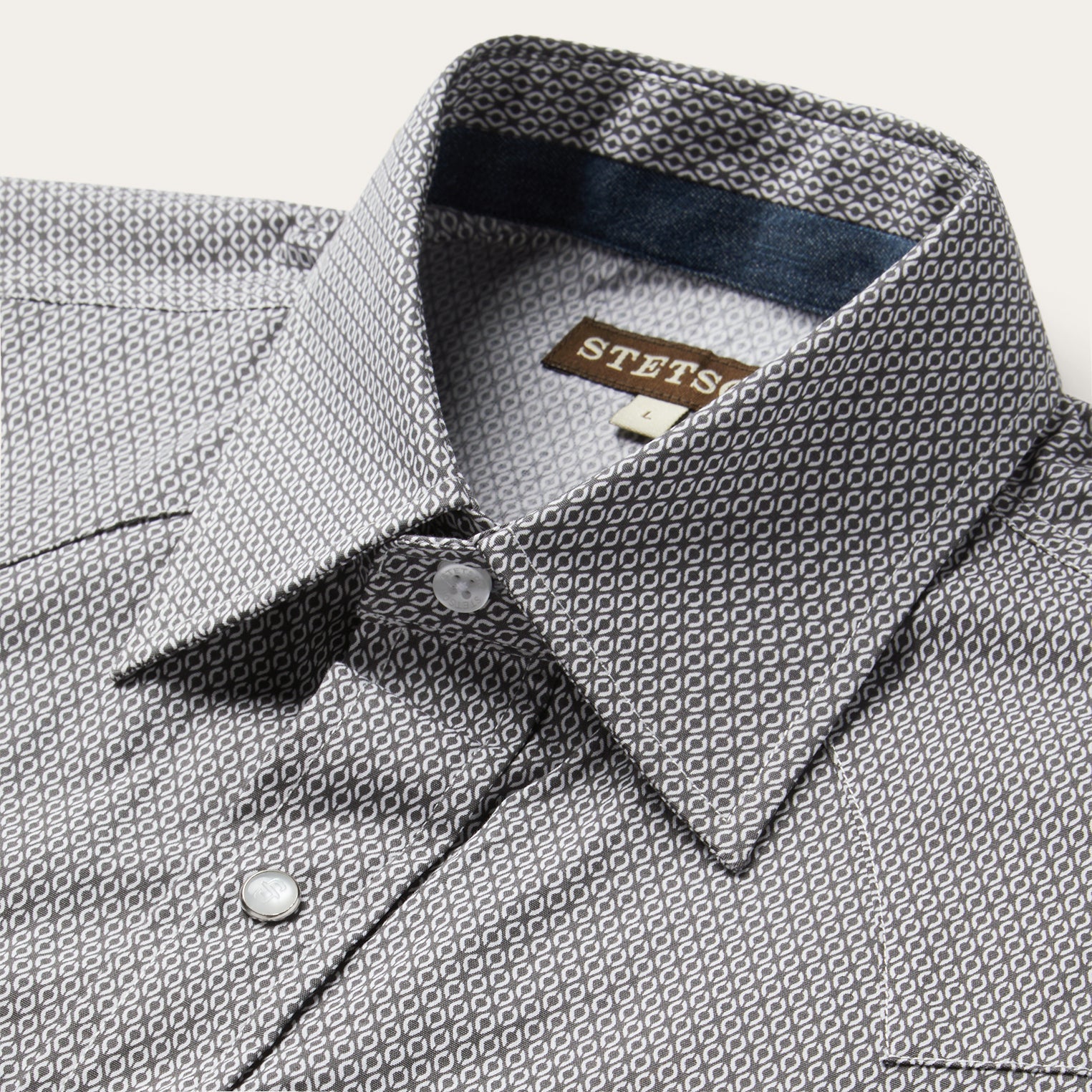 Grey Geo Print Western Shirt Grey | Stetson