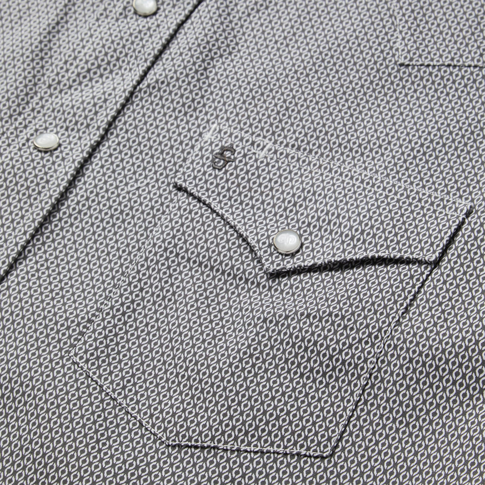 Grey Geo Print Western Shirt Grey | Stetson