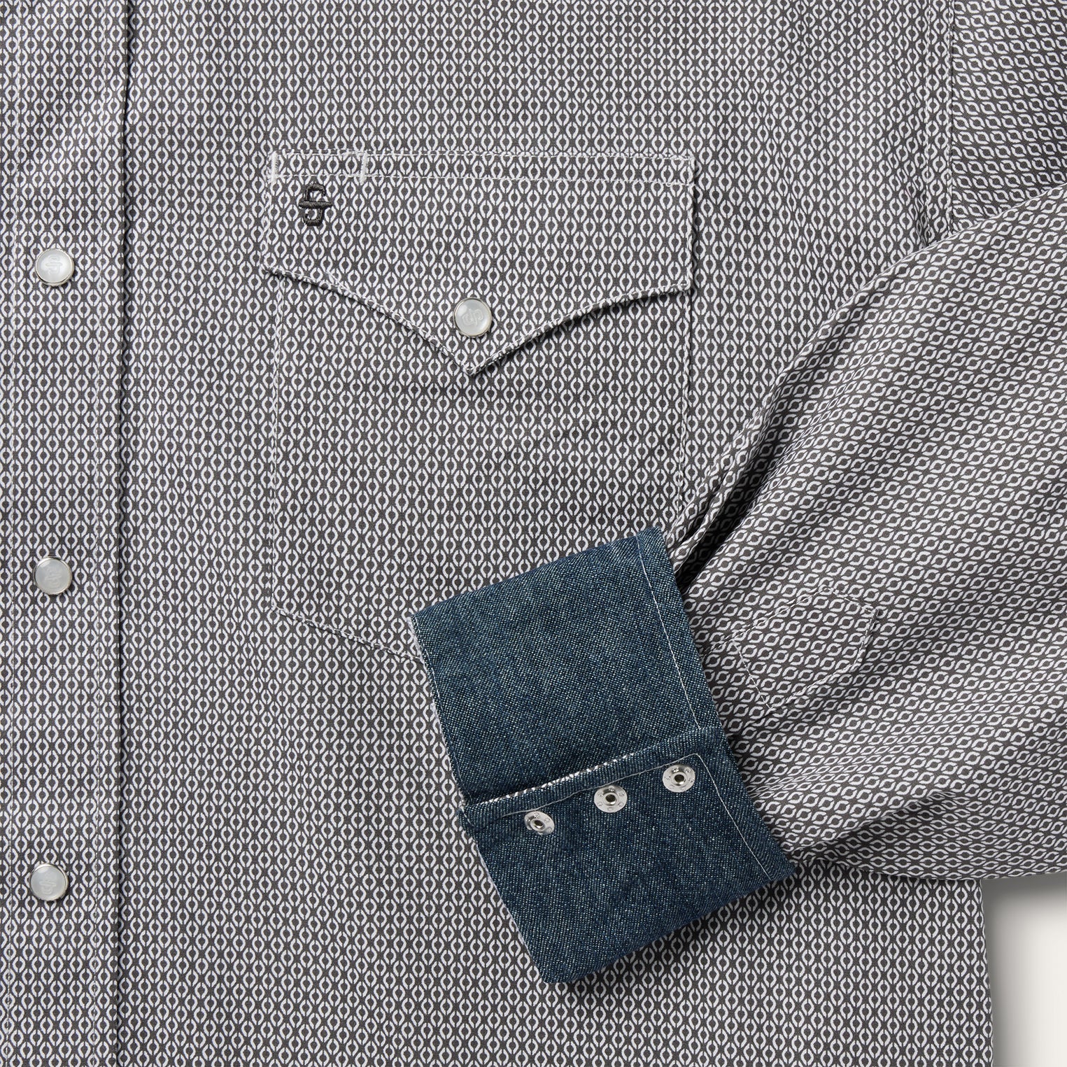 Grey Geo Print Western Shirt Grey | Stetson