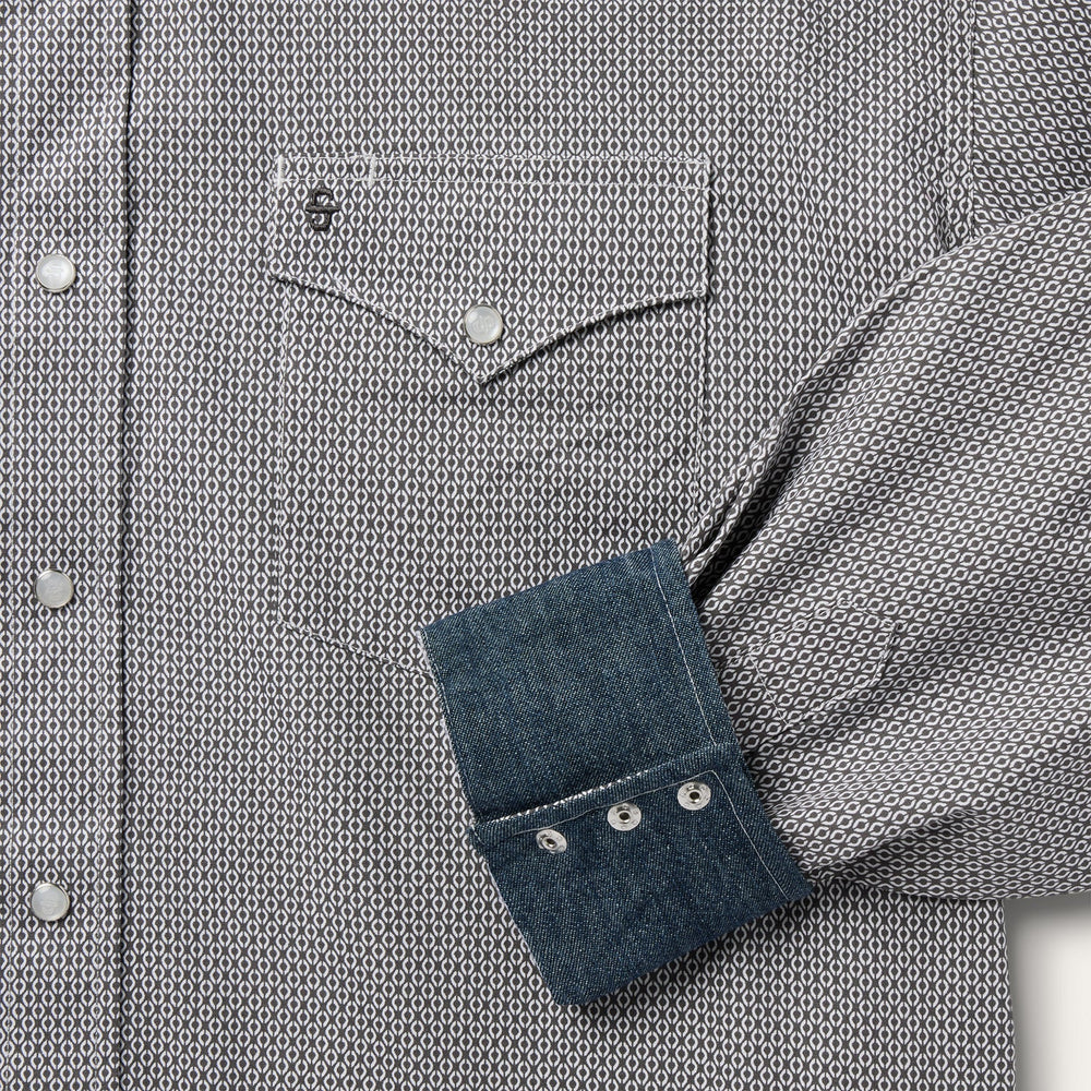 Grey Geo Print Western Shirt Grey | Stetson
