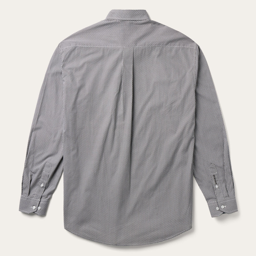 Grey Geo Print Button Front Shirt Grey | Stetson