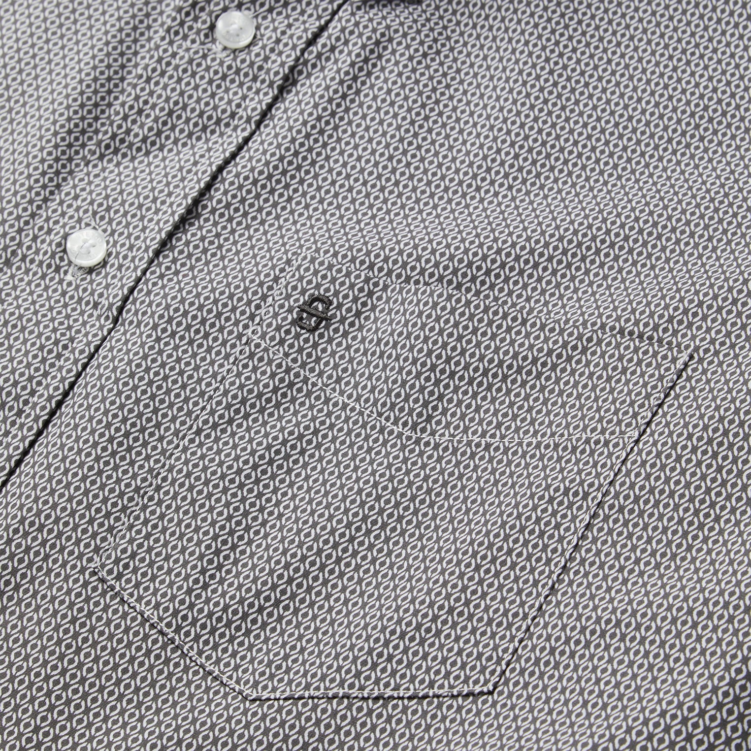 Grey Geo Print Button Front Shirt Grey | Stetson
