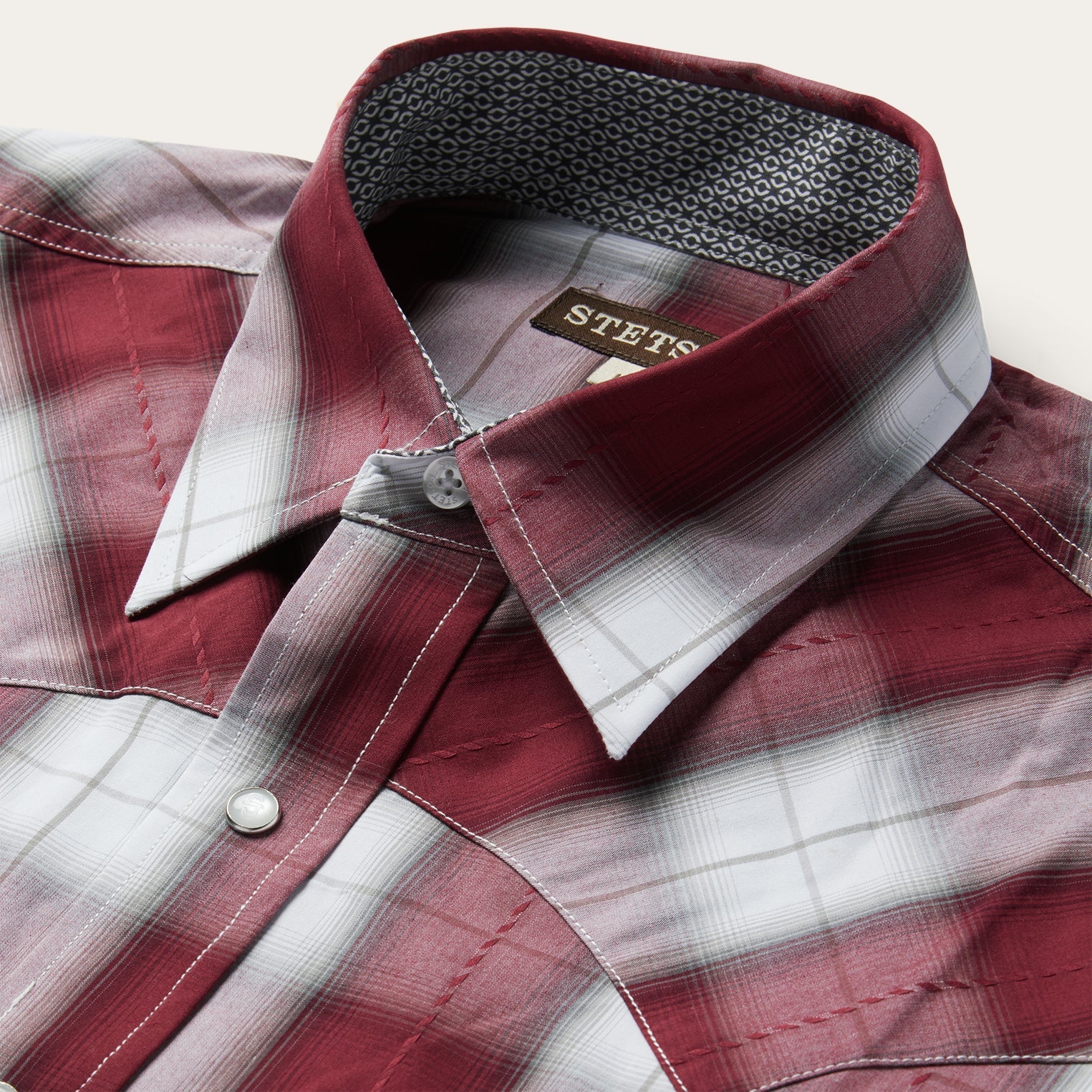 Shadow Plaid Western Shirt Wine | Stetson