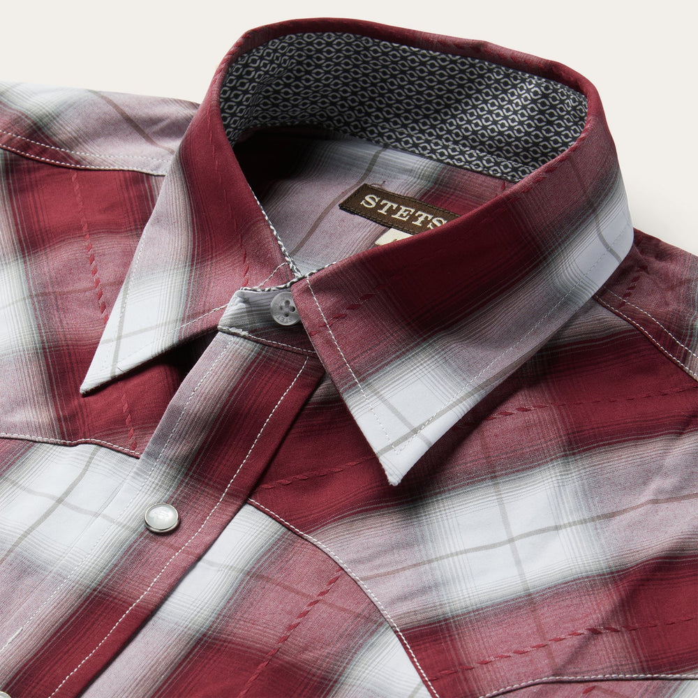 Shadow Plaid Western Shirt Wine | Stetson
