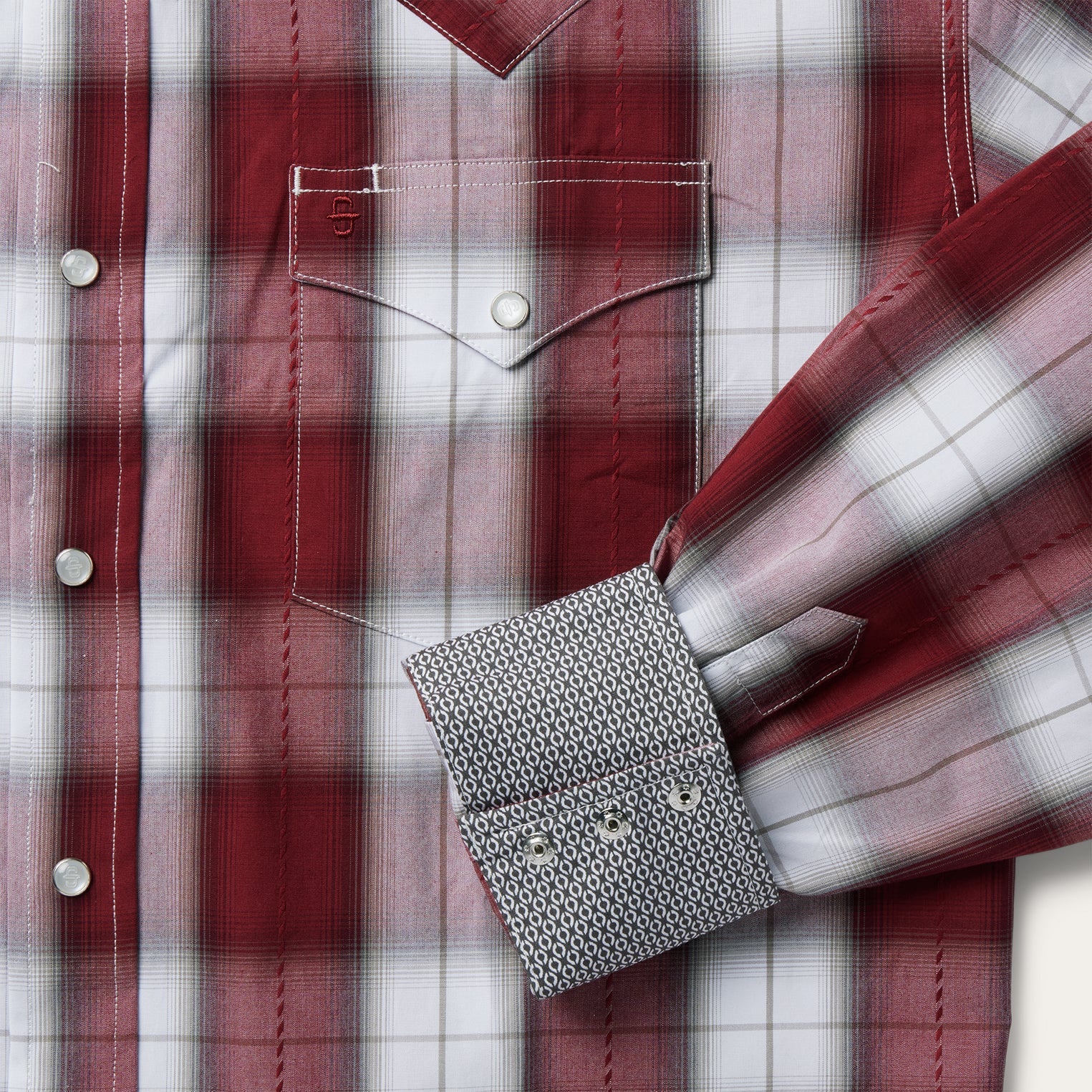 Shadow Plaid Western Shirt Wine | Stetson