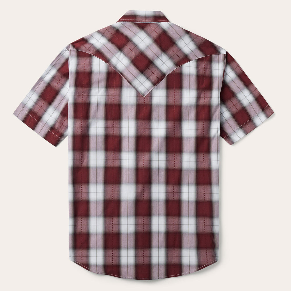 Shadow Plaid Short Sleeve Western Shirt Wine | Stetson
