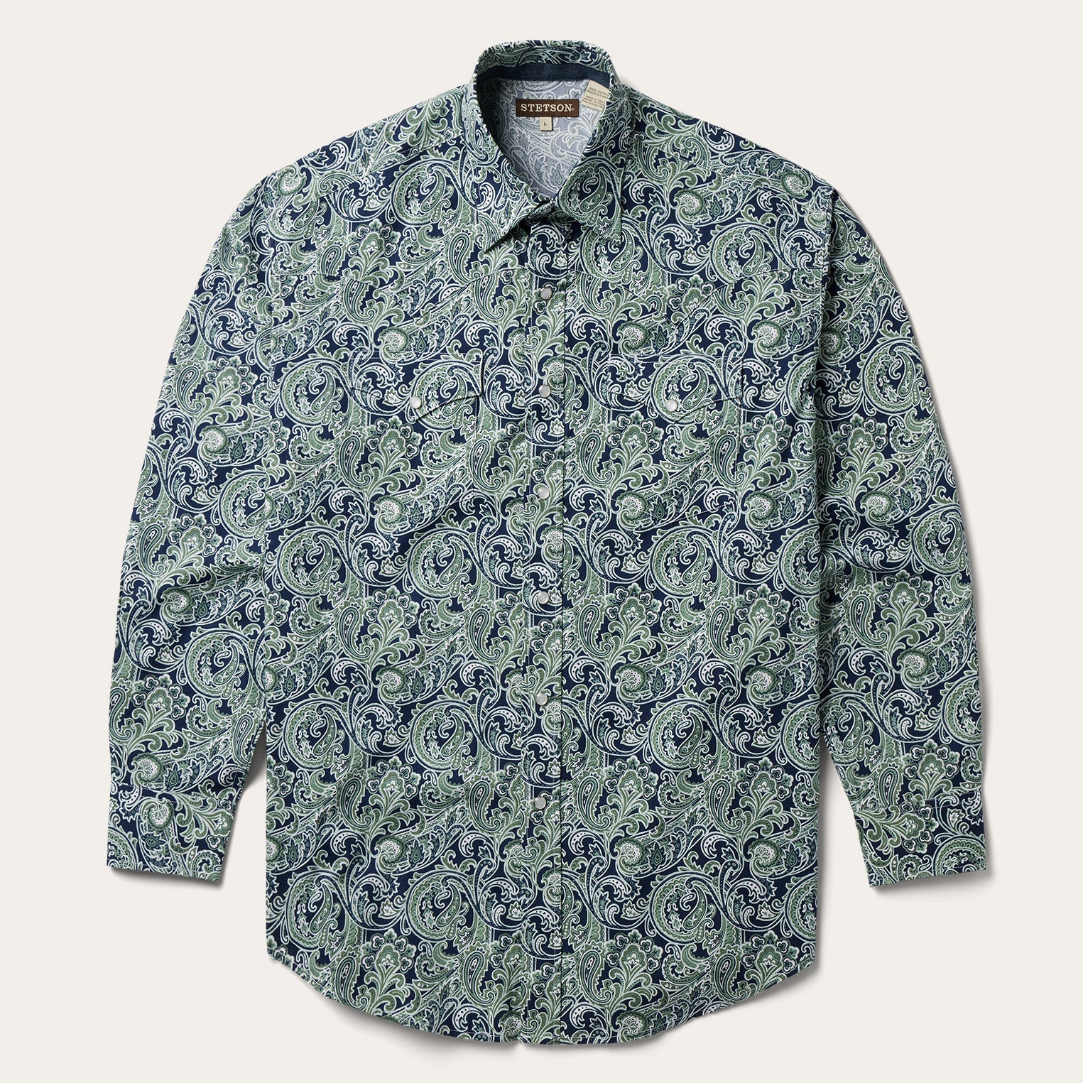 Greenspring Paisley Print Western Shirt Blue | Stetson