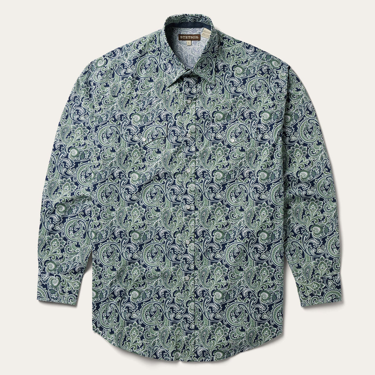 Greenspring Paisley Print Western Shirt Blue | Stetson