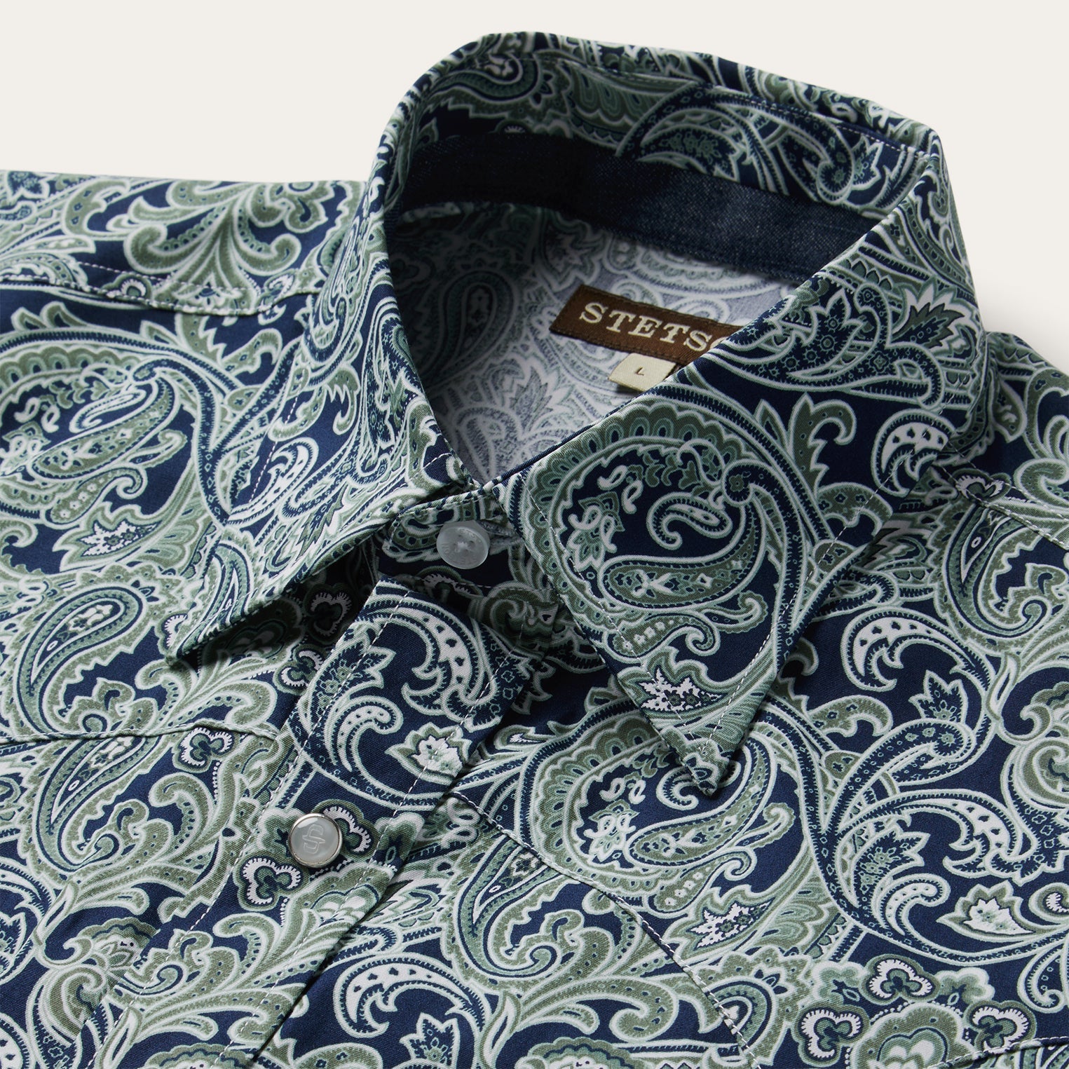 Greenspring Paisley Print Western Shirt Blue | Stetson