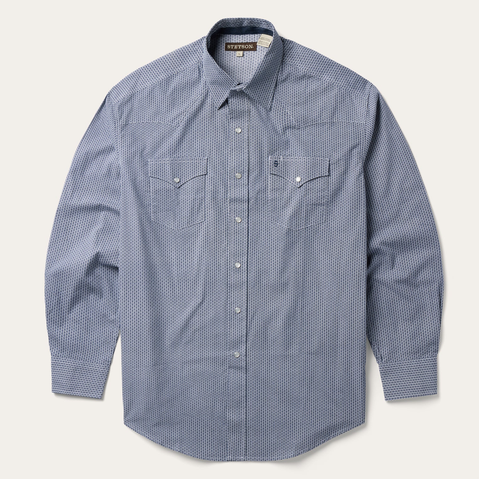 Blue Deco Geo Print Western Shirt Blue | Stetson