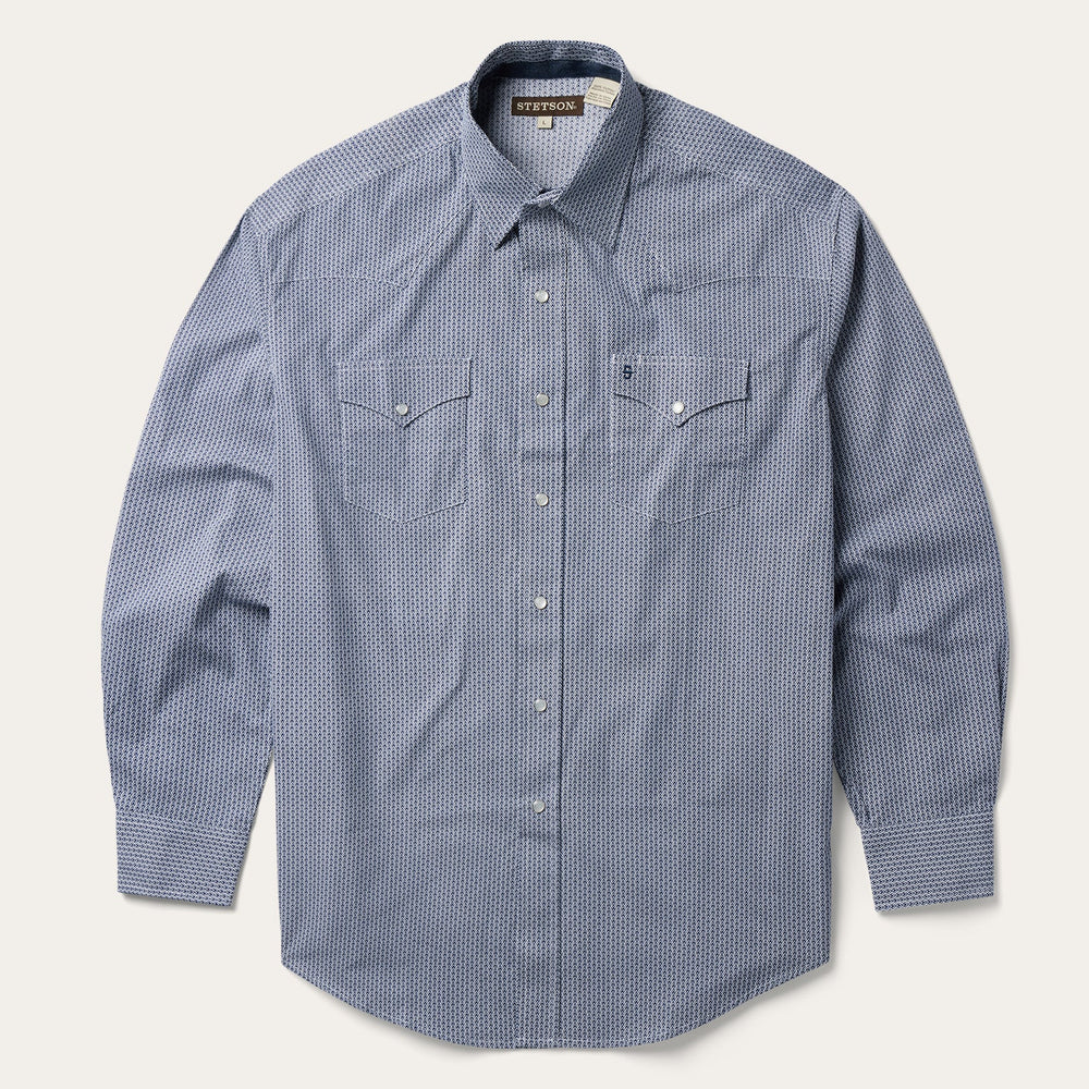 Blue Deco Geo Print Western Shirt Blue | Stetson