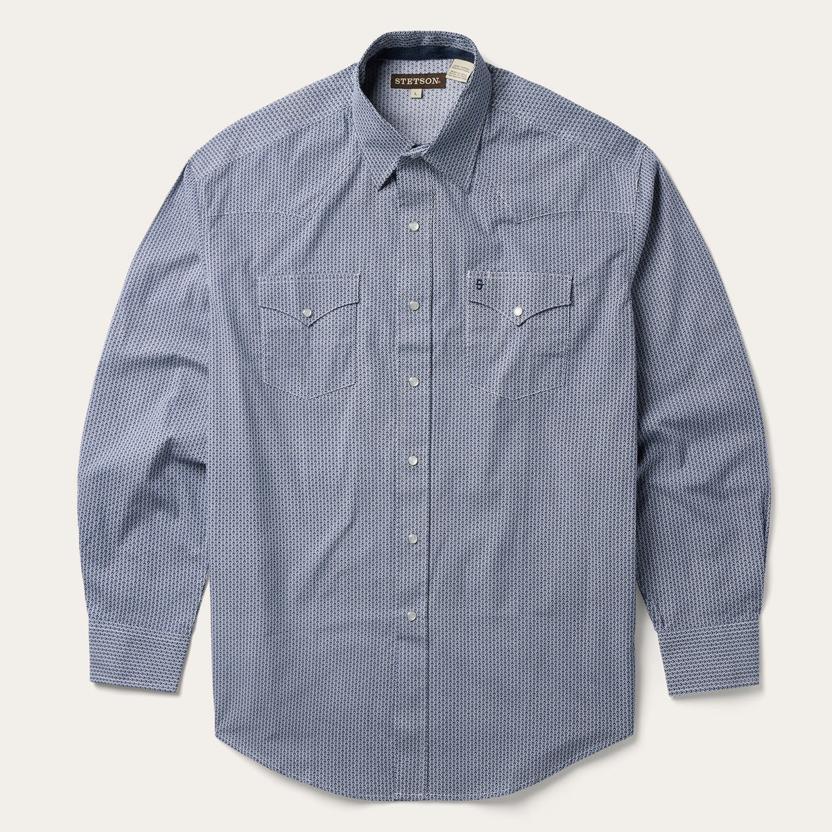 Blue Deco Geo Print Western Shirt Blue | Stetson