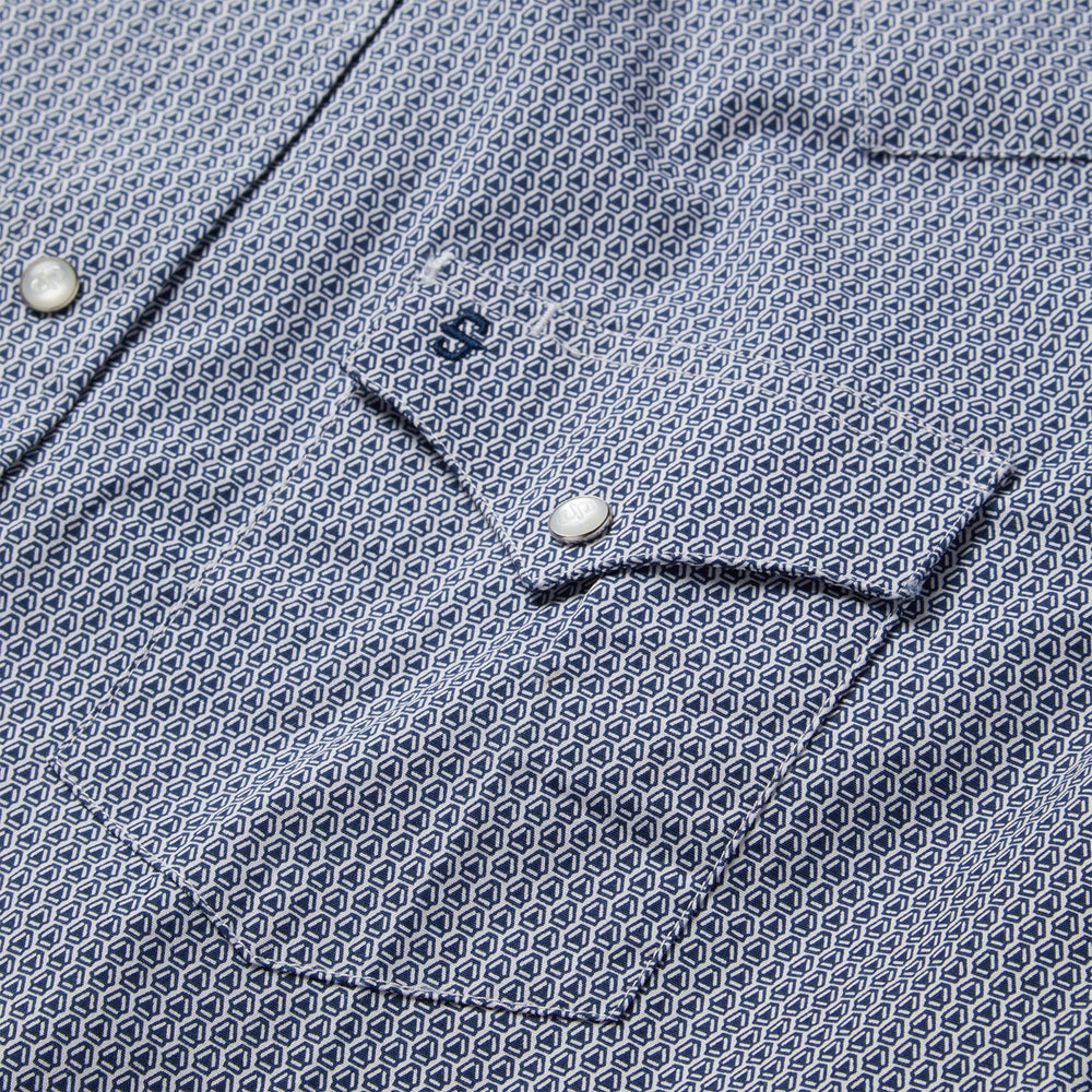 Blue Deco Geo Print Western Shirt Blue | Stetson