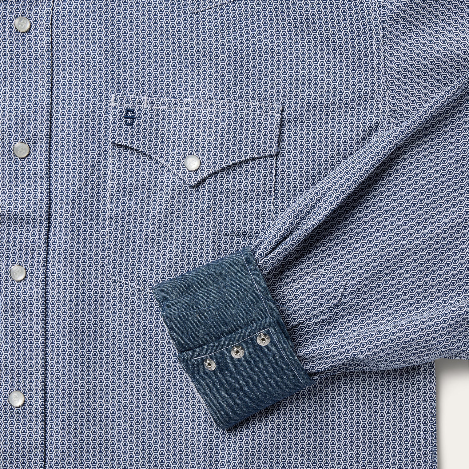 Blue Deco Geo Print Western Shirt Blue | Stetson