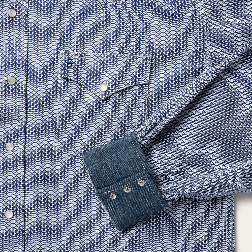 Blue Deco Geo Print Western Shirt Blue | Stetson