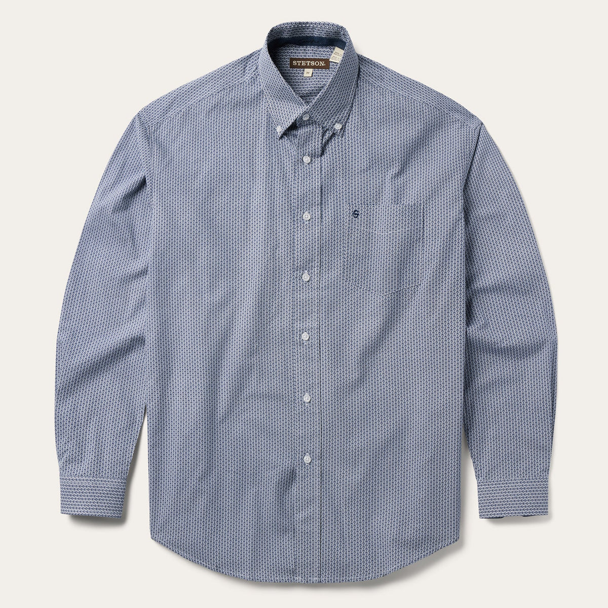 Blue Deco Geo Print Button Front Shirt Blue | Stetson