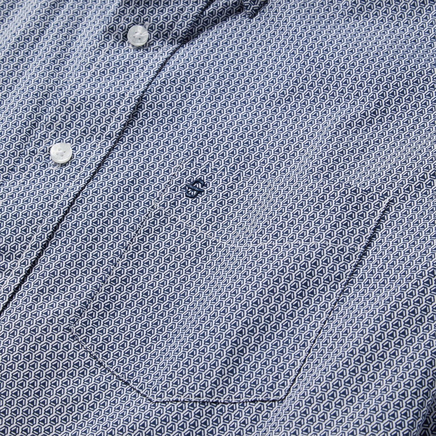 Blue Deco Geo Print Button Front Shirt Blue | Stetson