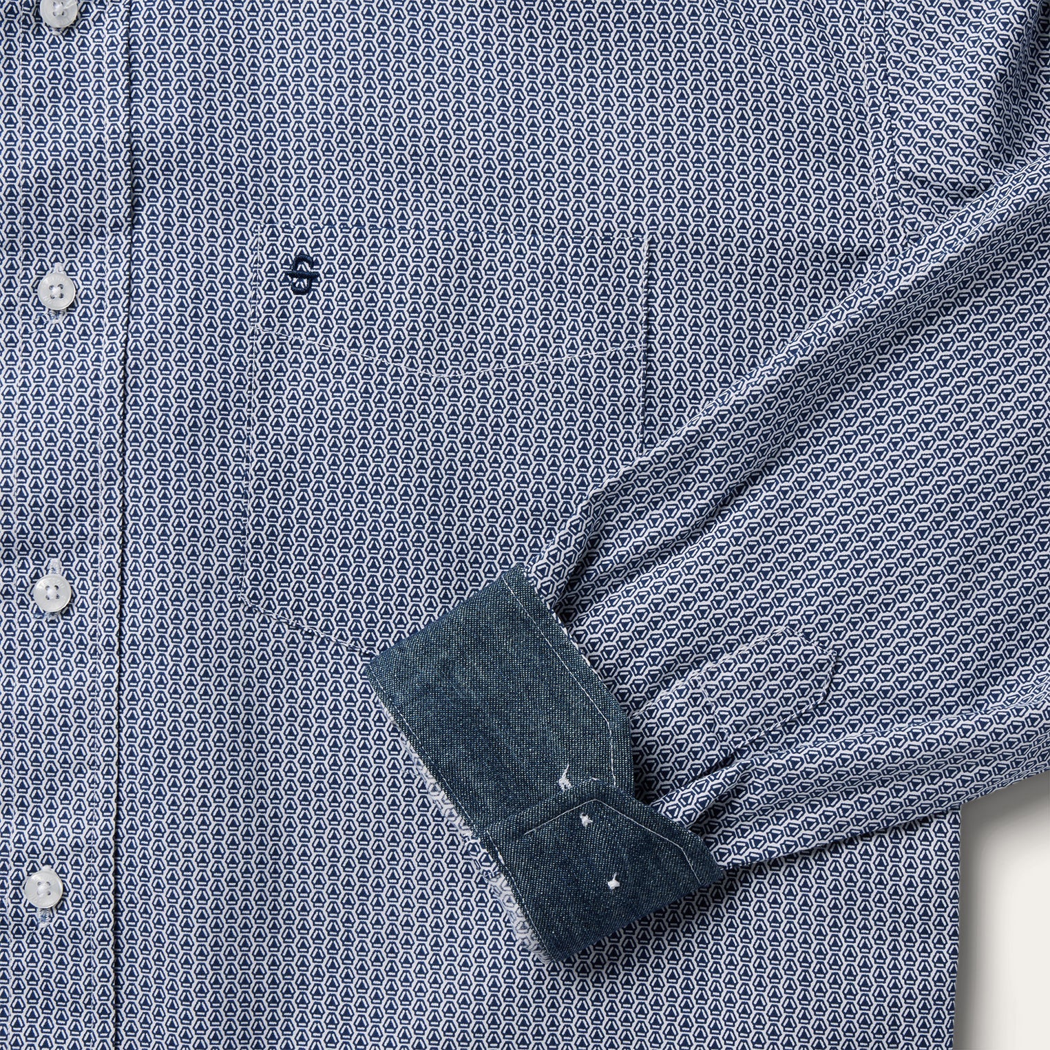 Blue Deco Geo Print Button Front Shirt Blue | Stetson